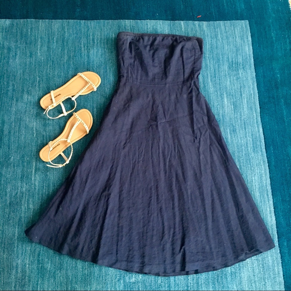 J. Crew strapless navy dress